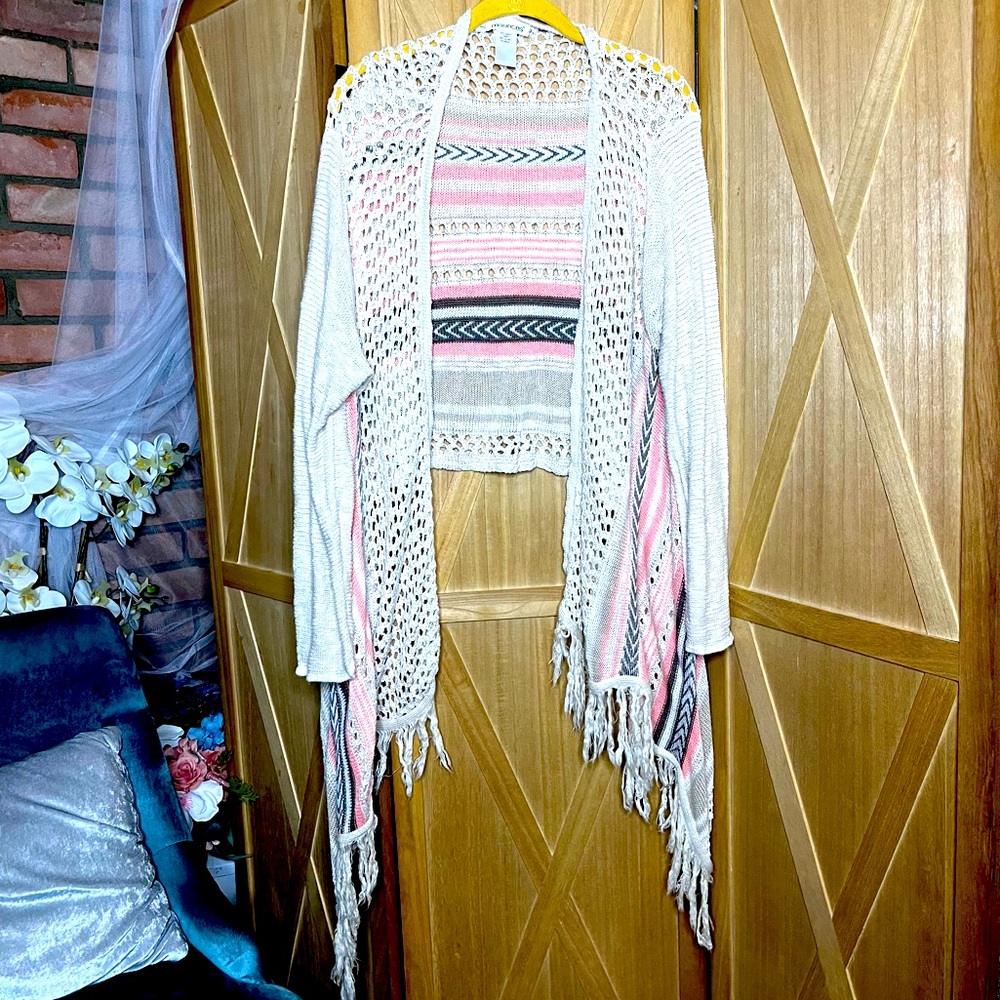 2xL Maruices BoHo Inspired Plus Size Cropped Open Cardigan